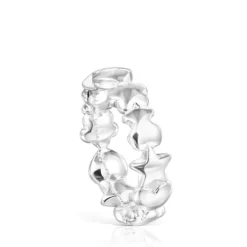 Silver TOUS Mini Icons Ring with Bear, Heart and Flower motifs