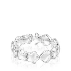Silver TOUS Mini Icons Ring with Bear, Heart and Flower motifs