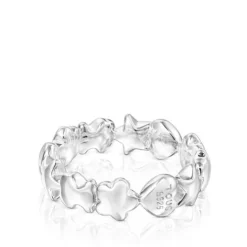 Silver TOUS Mini Icons Ring with Bear, Heart and Flower motifs