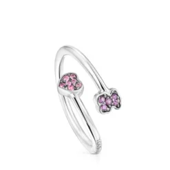 Silver TOUS New Motif Open Ring with sapphire and amethyst motifs