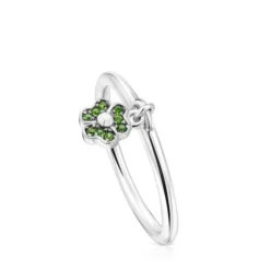 Silver TOUS New Motif Ring with chrome diopside flower