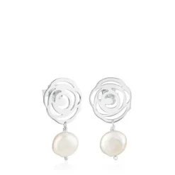 Silver TOUS Rosa d'Abril Earrings with pearls