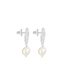Silver TOUS Rosa d'Abril Earrings with pearls