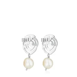 Silver TOUS Rosa d'Abril Earrings with pearls