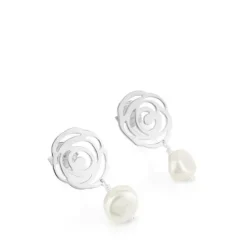 Silver TOUS Rosa d'Abril Earrings with pearls
