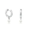Silver TOUS Straight Hoop Earrings with Pearls