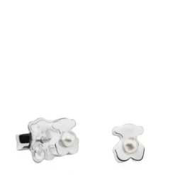 Silver TOUS Super Power Earrings with Pearls Bear motif