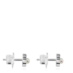 Silver TOUS Super Power Earrings with Pearls Bear motif