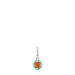 Silver TOUS Vibrant Colors Pendant with carnelian and blue enamel