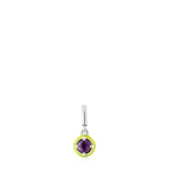Silver TOUS Vibrant Colors Pendant with amethyst and lime green enamel