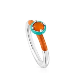 Silver TOUS Vibrant Colors Ring with carnelian and enamel