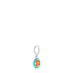 Silver TOUS Vibrant Colors Pendant with carnelian and blue enamel