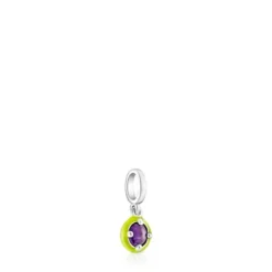 Silver TOUS Vibrant Colors Pendant with amethyst and lime green enamel