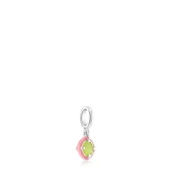 Silver TOUS Vibrant Colors Pendant with chalcedony and pink enamel