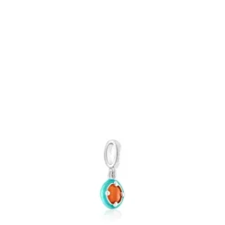 Silver TOUS Vibrant Colors Pendant with carnelian and blue enamel