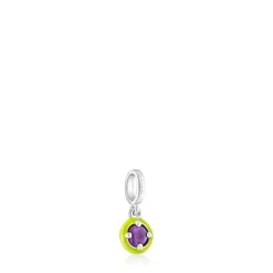 Silver TOUS Vibrant Colors Pendant with amethyst and lime green enamel