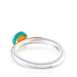 Silver TOUS Vibrant Colors Ring with carnelian and enamel