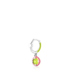 Silver TOUS Vibrant Colors Hoop earring with chalcedony and enamel