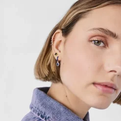 Silver TOUS Vibrant Colors Hoop earring with sodalite and enamel