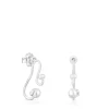 Silver Tsuri Two-piece earrings with cultured pearls