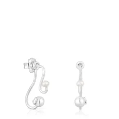 Silver Tsuri Two-piece earrings with cultured pearls