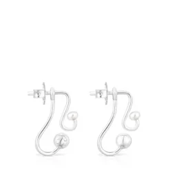 Silver Tsuri Two-piece earrings with cultured pearls