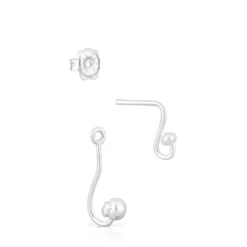 Silver Tsuri Two-piece earrings with cultured pearls