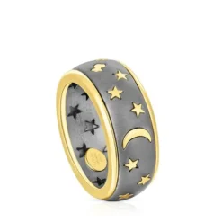 Silver vermeil and dark silver Twiling Ring