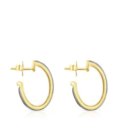 Silver vermeil and dark silver Twiling Hoop earrings