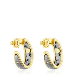 Silver vermeil and dark silver Twiling Hoop earrings