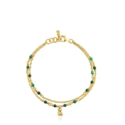 Silver vermeil and malachite Bracelet Bold Bear