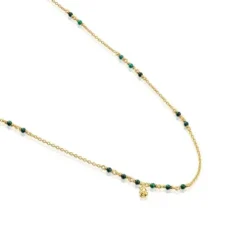 Silver vermeil and malachite Necklace Bold Bear