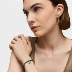 Silver Vermeil and Malachite Icon Color Bracelet