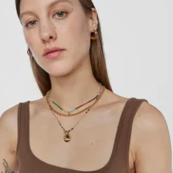 Silver vermeil and malachite Necklace Bold Bear