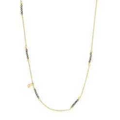 Silver vermeil Bold Bear Necklace with pyrite