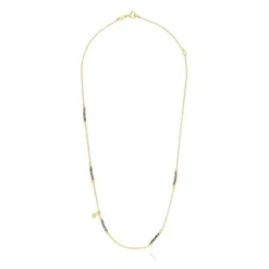 Silver vermeil Bold Bear Necklace with pyrite