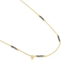 Silver vermeil Bold Bear Necklace with pyrite