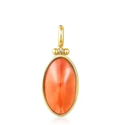 Silver Vermeil Cocktail Pendant with orange Glass