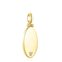 Silver Vermeil Cocktail Pendant with orange Glass