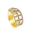Silver Vermeil Costura Ring with Gemstones