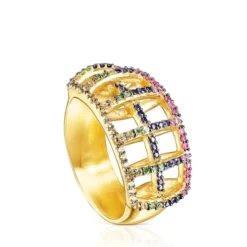 Silver Vermeil Costura Ring with Gemstones