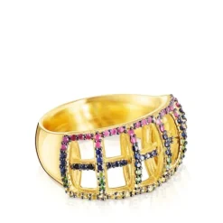 Silver Vermeil Costura Ring with Gemstones