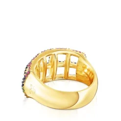 Silver Vermeil Costura Ring with Gemstones