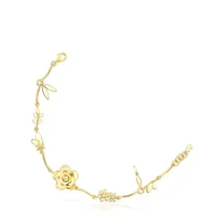 Silver Vermeil Fragile Nature flowers Bracelet with Pearl