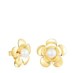 Silver Vermeil Fragile Nature flower Earrings with Pearl