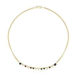 Silver Vermeil Glaring Necklace with Onyx and Zirconia