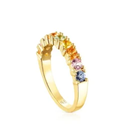 Silver Vermeil Glaring Wedding band with multicolored Sapphires