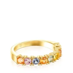 Silver Vermeil Glaring Wedding band with multicolored Sapphires