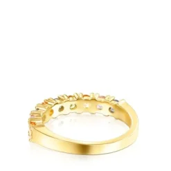 Silver Vermeil Glaring Wedding band with multicolored Sapphires