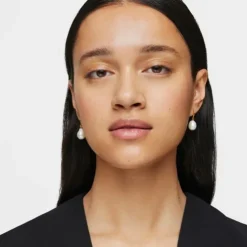 Silver Vermeil Gloss droplet Earrings with Pearl